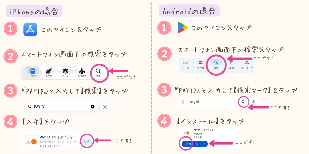 PAY IDアプリをiPhoneとAndroidでインストールする手順