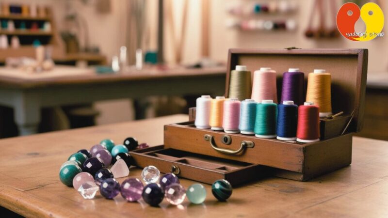 やどりぎstoneで使用するカラフルな糸と天然石